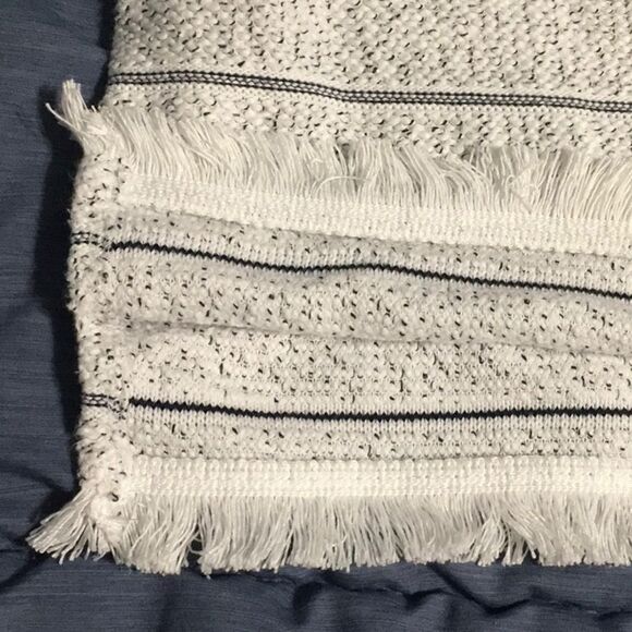 T by Talbots women's size SP small petite white black cotton blend top fringe - Picture 14 of 16